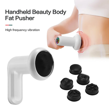 UK Electric Muscle Massager Deep Tissue Percussion Vibration Shaping Handheld Body Beauty Fat Pusher with 5 Massage Heads