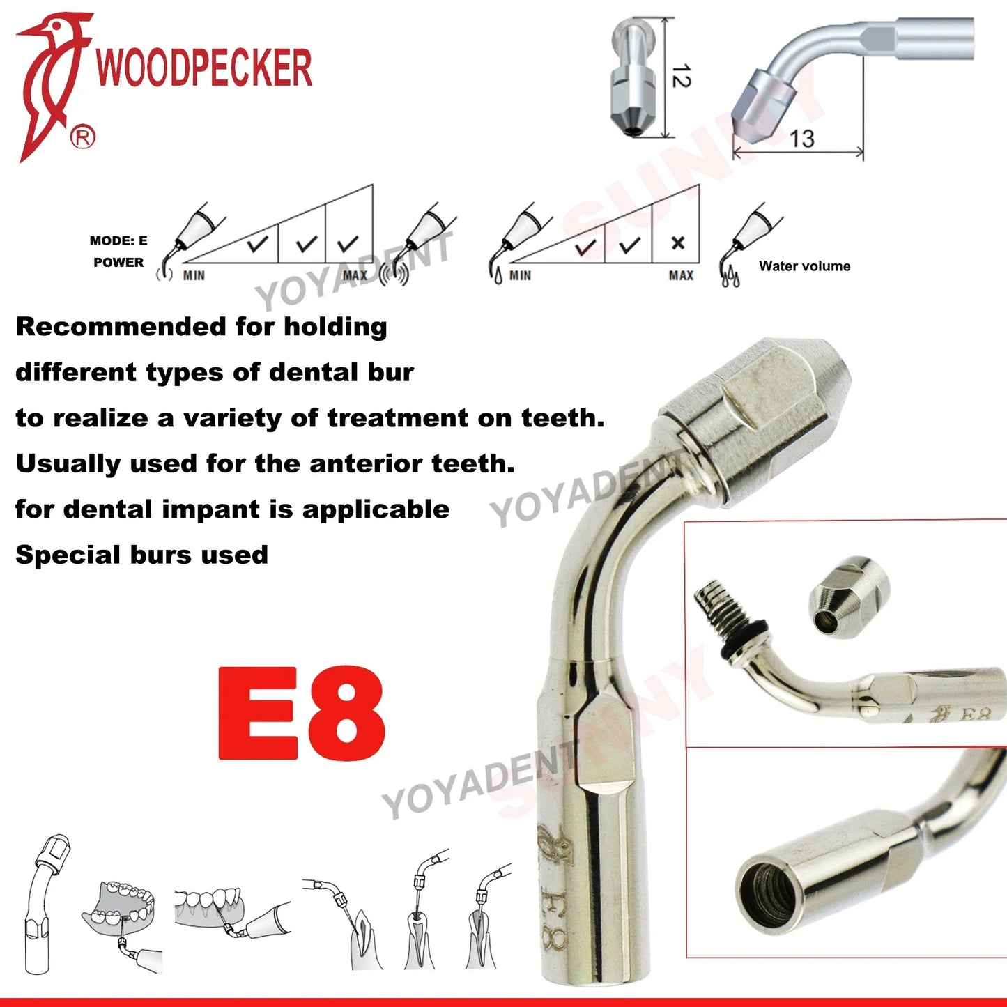 Woodpecker Dental Scaler Tips Ultrasonic Tooth Cleaning Machine Cutter Head Endo Perio Scaling Tips Fit EMS UDS Scaler Handpiece