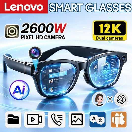 Lenovo AI Smart Glasses Voice Assistant Music Touch Control Bluetooth Call Outdoor Fashion Sunglasses For Men Women 2026 New