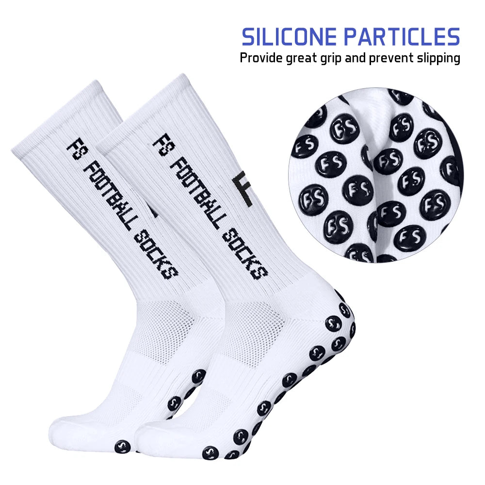 3 Pairs Running Socks Outdoor Sports Stretch Socks Athletic Football Soccer Socks Anti Slip Socks with Grips for Ball Sports