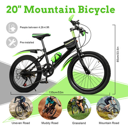 1.3-1.5m Children  20'' Mountain Bike Seat Adjustment Height 63-76cm Aluminum Alloy Mountain Bicycle