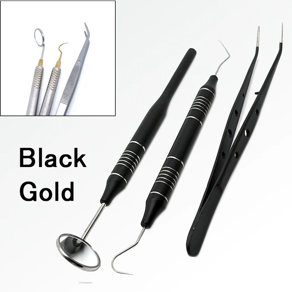 1/5set Dental Mouth Mirror Tweezers Curve Probe Tweezer Stainless Steel Dental Instruments Dentist Teeth cleaning Tool