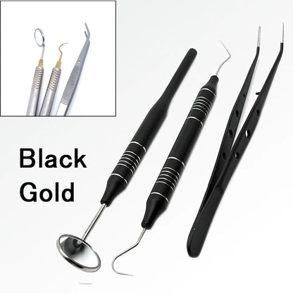 1/5set Dental Mouth Mirror Tweezers Curve Probe Tweezer Stainless Steel Dental Instruments Dentist Teeth cleaning Tool