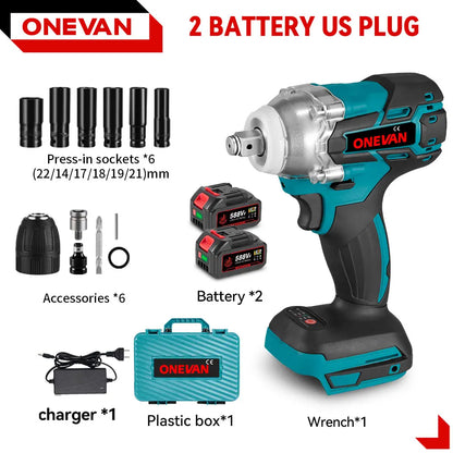 ONEVAN Brushless Electric Impact Wrench 520 N.M 1/2" Cordless Screwdriver Drilling Power Wrench Tool For Makita 18V Battery Pin