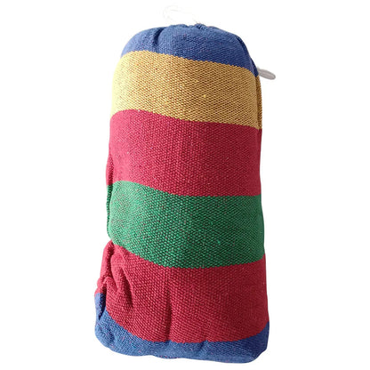 1-2 Person Cotton Rainbow Hanging Bed 264lbs Capacity Fabric Hammock with Tree Straps Portable for Outdoor Indoor with Carry Bag