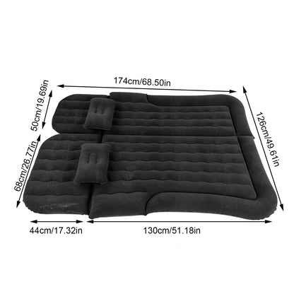 Car Travel Bed 2‑In‑1 Multifunction Inflatable Travel Mattress PVC Flocking Soft Sleeping Rest Cushion for Car SUV