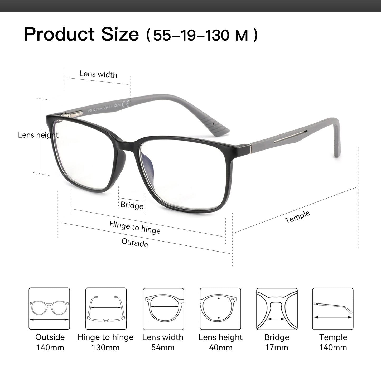 ZENOTTIC Fashion Square Anti Blue Light Blocking Reading Glasses Men Sport Readers Eyewear Unisex Anti Glare Computer Eyeglasses
