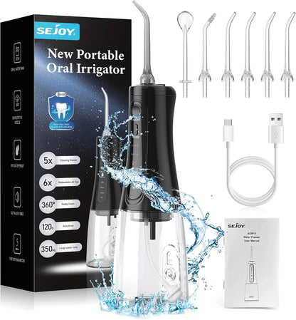 SEJOY Dental Oral lrrigator for Men Women Teeth Cleaner Portable Dental Water Flosser 4 Modes IPX7 Mouth Washing Machine