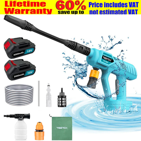 2 Battery Portable Cordless Car High Pressure Washer Jet Water Wash Cleaner Gun compatible Makita with 18V