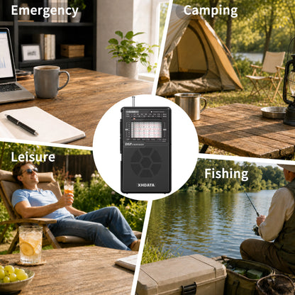 XHDATA D226 Mini Shortwave Radio AM FM SW Portable USB-C Rechargeable Battey Radio LED Flashlight 3.5mm Headphone Jack Stand