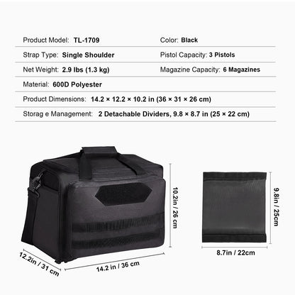 SucceBuy Tactical Range Backpack 2/6 Pistols Gun Backpack with Independent Pistol Bags and Magazines Pistol Backpack for Outdoor