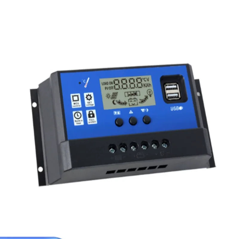 12V/24V 10A 30A PWM Solar Charge Controller - Adjustable LCD Display Timer Setting MPPT Controller for Wholesale Hot Sale