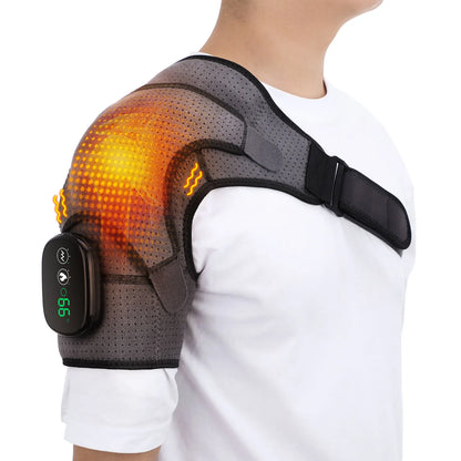 Electric Vibration Shoulder Massager Heated Shoulder Brace Support for Men Women Adjustable Shoulder Wrap Gifts