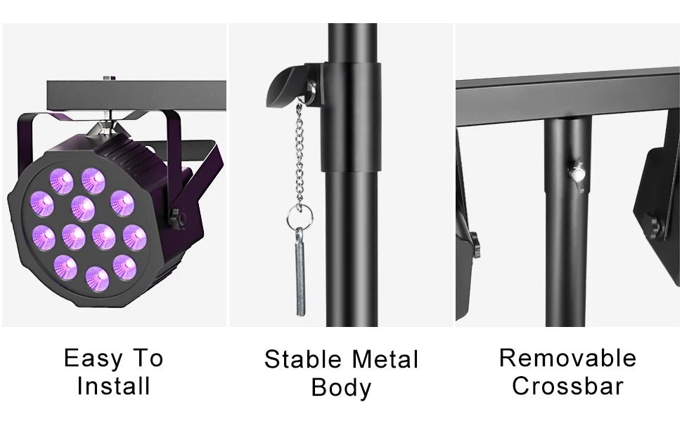 Stage Light Bracket Support DJ Lighting Adjustable Tripod Stand with Top T Bar for Par Lights Stage Lighting Fixture Disco Party