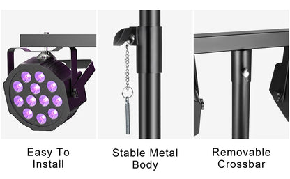 Stage Light Bracket Support DJ Lighting Adjustable Tripod Stand with Top T Bar for Par Lights Stage Lighting Fixture Disco Party