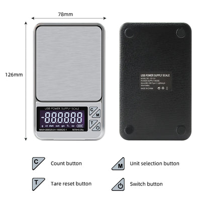 Digital Jewelry Scale High Precision 200g/1000gx0.01g Accuracy Smart Counting Gem Food Balance Kitchen Pocket Scales USB Charge
