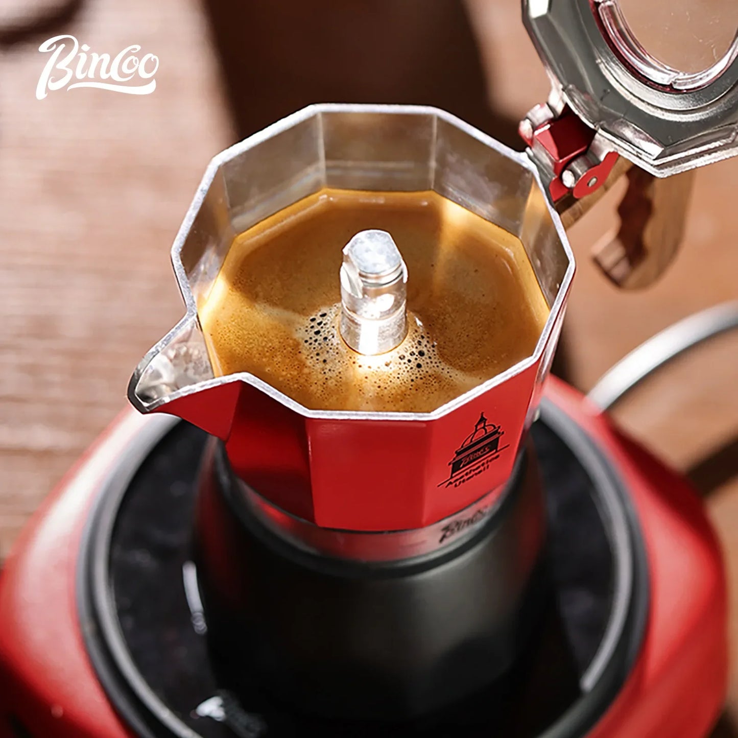 Bincoo Double Valve Coffee Moka Pot Espresso Machine Electric Stove Brewed Coffee Italian Home Outdoor Barista Accessories 220V