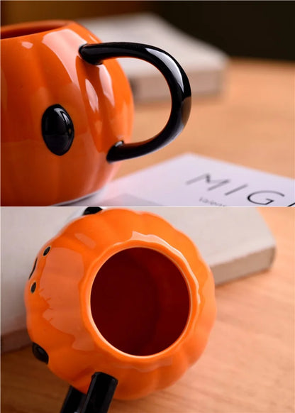 Halloween Ceramic Pumpkin Coffee Mug Creative Ghost Water Cup European Afternoon Tea Flower Tea Coffee Cup Breakfast Milk Mug
