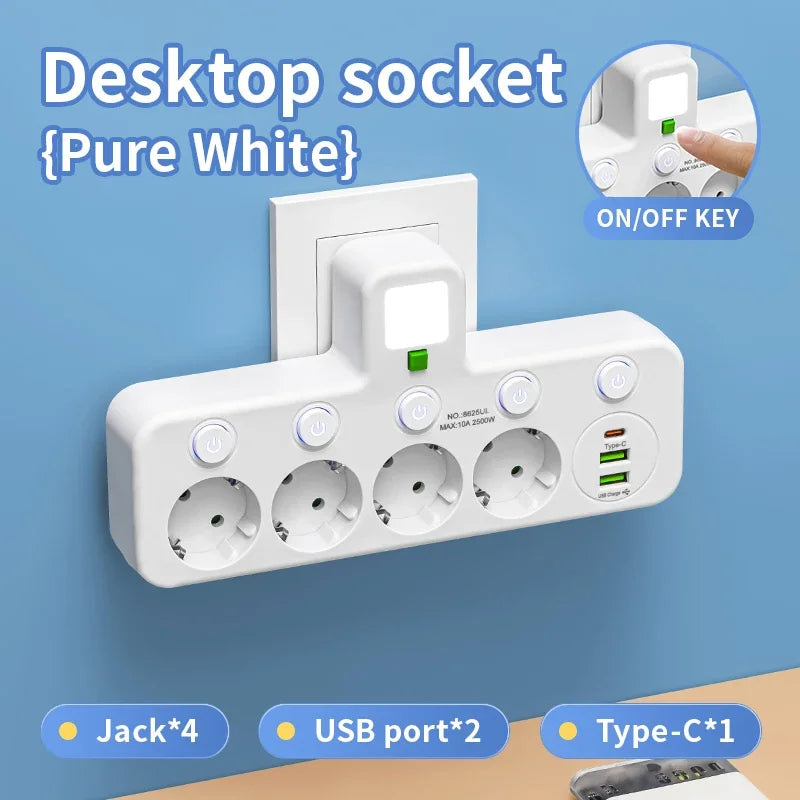 EU Plug AC Socket Power Board Multi-layer Wall Socket Universal Network Filter with Or Without USB Independent Switch Light Adap