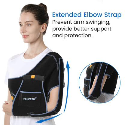 VELPEAU Shoulder Sling Breathable for Rotator Cuff Tear, Arm Fracture and Dislocation, Shoulder Immobilizer for Sleeping