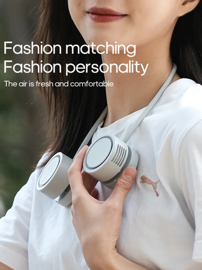 New Hanging Neck Fan Portable Cooling Fan Air Cooler USB Leafless Bladeless Neckband Mini Rechargeable Electric Fans