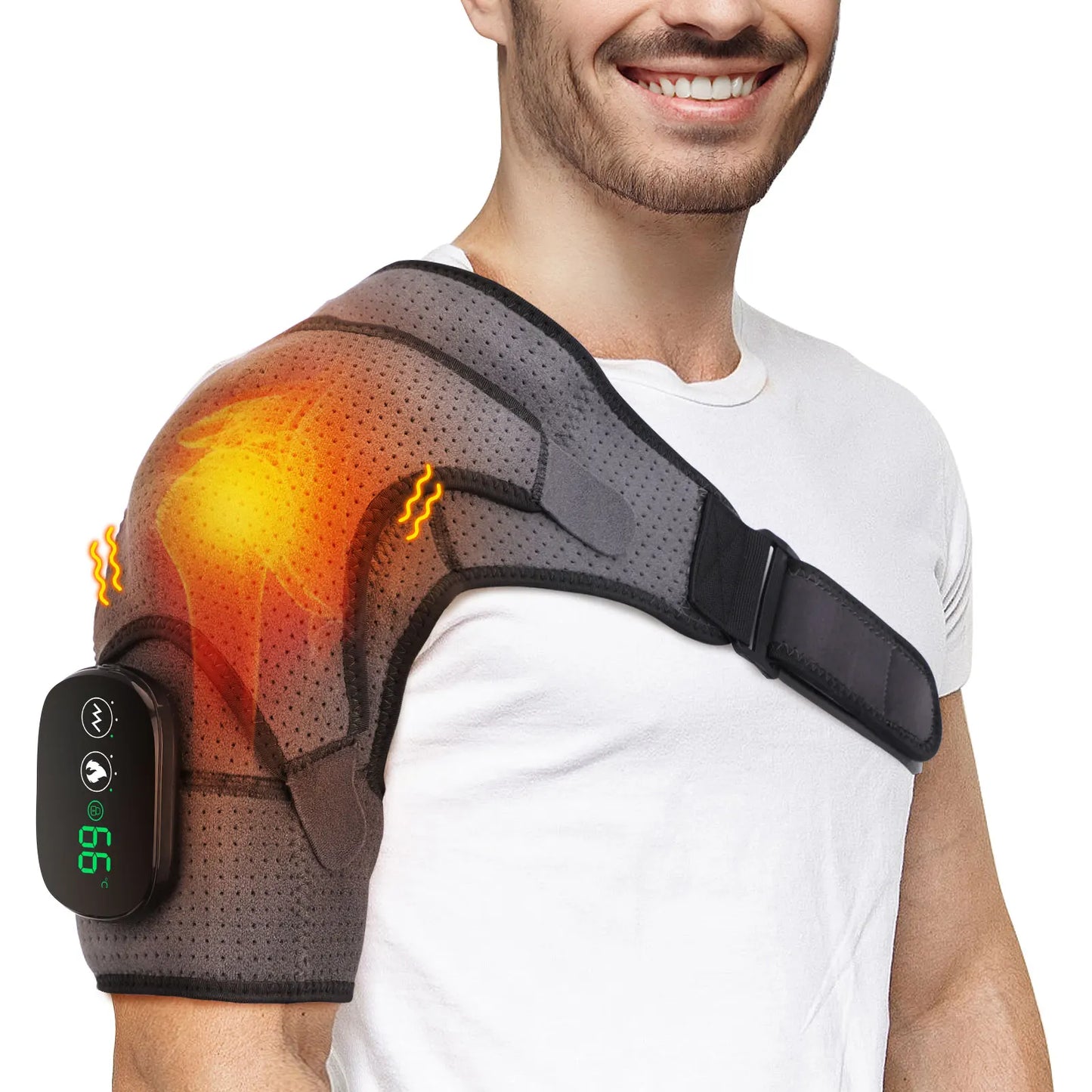 Electric Vibration Shoulder Massager Heated Shoulder Brace Support for Men Women Adjustable Shoulder Wrap Gifts