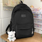College Student Rucksack Large Capacity Casual Book Bags with Cute Pendant Simple Adjustable Strap Fashion for Outdoor Sport