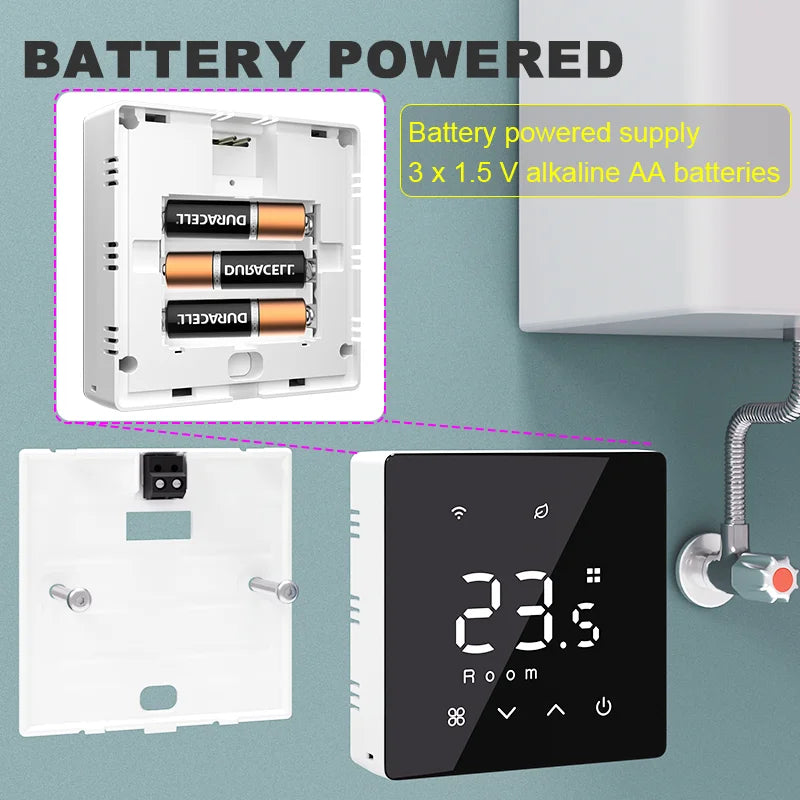 Smart Wireless Gas Boiler Thermostat Tuya WiFi Zigbee Daily Programmable Battery Powered Temperature Controller Alexa Google Hom