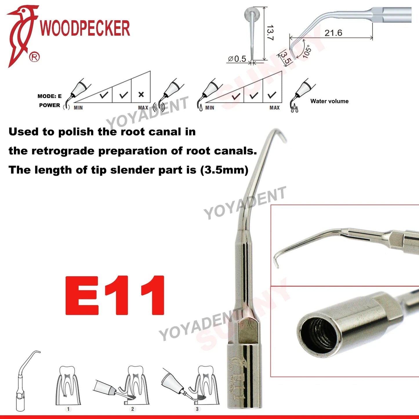 Woodpecker Dental Scaler Tips Ultrasonic Tooth Cleaning Machine Cutter Head Endo Perio Scaling Tips Fit EMS UDS Scaler Handpiece