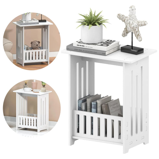 Bedside Tables white Nightstand Storage Display Unit Side Table End Table for Home 22*34*40cm