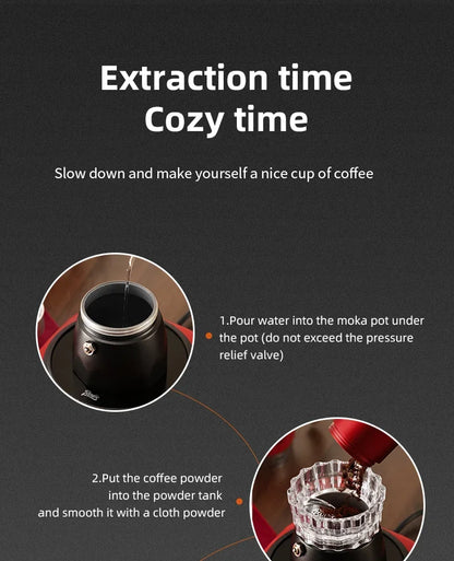 Bincoo Double Valve Coffee Moka Pot Espresso Machine Electric Stove Brewed Coffee Italian Home Outdoor Barista Accessories 220V