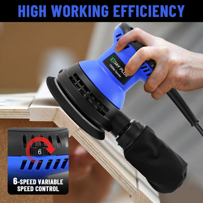Electric sander, 6-speed track-type sander, suitable for sanding and polishing wood, furniture, metal and car surfaces