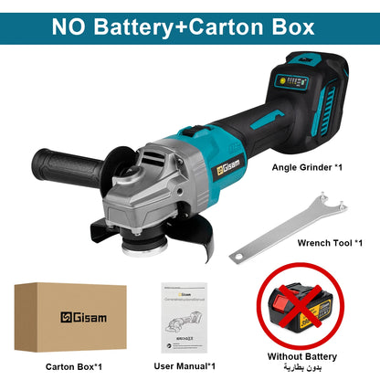 Gisam 125mm M14 Brushless Angle Grinder 7 Gears Cordless Grinding Machine Cutting Woodworking Power Tools For Makita 18V Battery