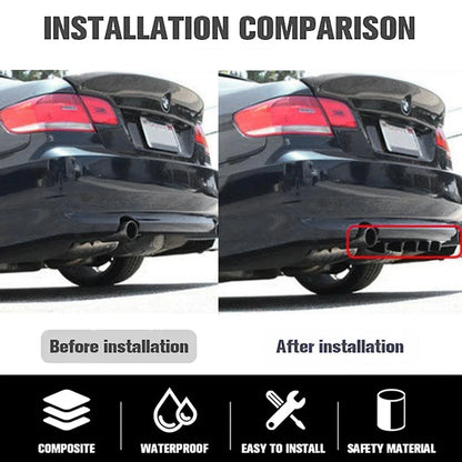 Universal Car Rear Bumper Lip ABS Double Wing Rear Shark Chassis Fin Style Curved Bumper Lip Diffuser Anti-collision 2 in 1