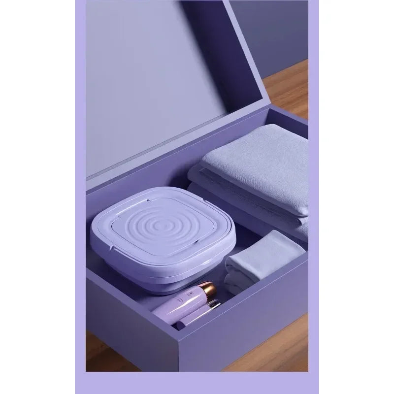 8L Foldable Mini Washer Spin Dryer Portable Cleaning Machine for Socks Underwear Panties Home Use Small Laundry
