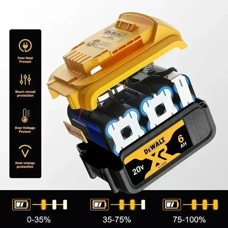 100% Original DeWalt 20V 6Ah 5Ah Battery Power Tool Replacement for DeWalt DCB206 DCB205 DCB202 DCB200 18V 20V Power Tool