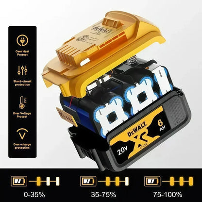 100% Original DeWalt 20V 6Ah 5Ah Battery Power Tool Replacement for DeWalt DCB206 DCB205 DCB202 DCB200 18V 20V Power Tool