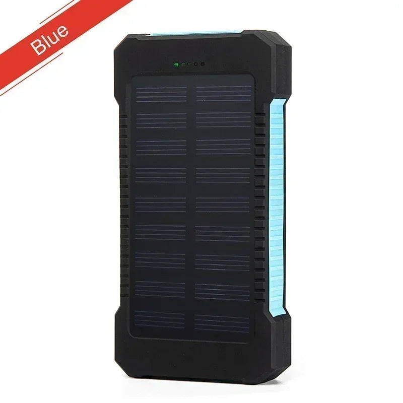 100000mAh Solar Power Bank External Battery Portable Charger Waterproof Powerbank W/ SOS Flashlight for IPhone Xiaomi Huawei