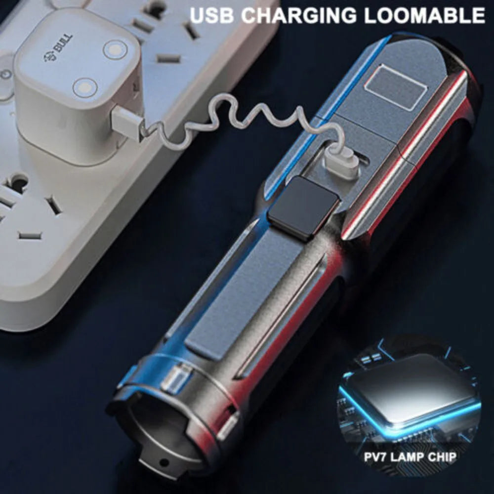 2X High Powered 9900000LM Super Bright LED Flashlight USB Rechargeable Torch