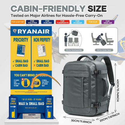 Ryanair Cabin Bags 40x30x20 Underseat Travel Backpack,  Cabin Fly Bag，Outdoor Backpack Back-to-School Storage Laptop Bookbag