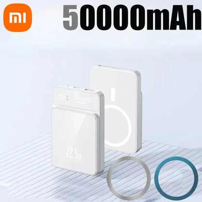 Xiaomi PD 22.5W Fast Charging Power Bank 500000mAh 15W Magsafe Wireless Charger for iPhone 16 Samsung Powerbank Magnetic Ring