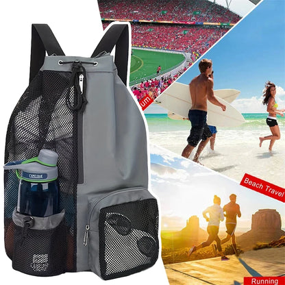 Women Travel Swimming Bag Mesh Drawstring Backpack with Wet Pocket Multipurpose Beach Backpack for Swimming Gym Workout Gear