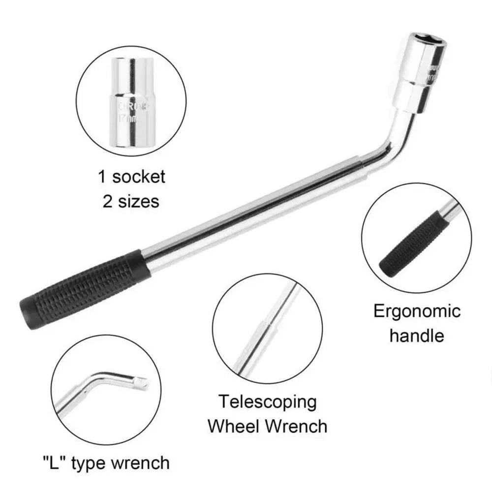 Extendable Wheel Brace Wrench Adjustable Telescopic 17MM 19MM 21MM 23MM Socket Tyre Nut Car Repair Tools For Car Van