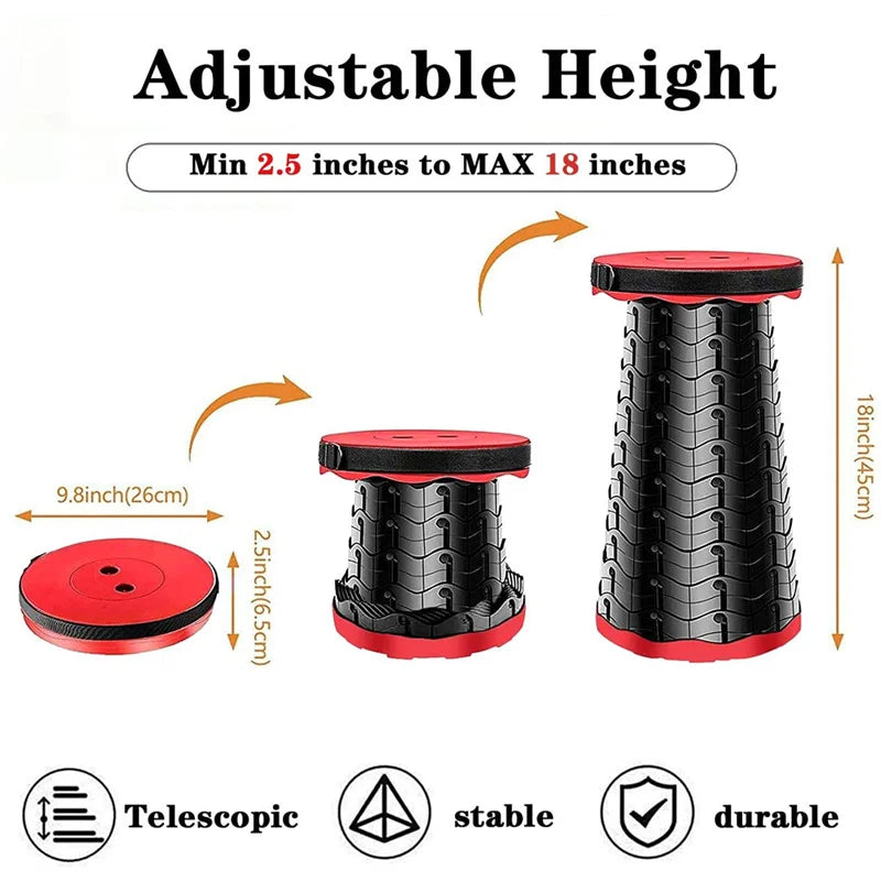 thickening Portable Folding Telescopic Stool Lightweight Plastic Subway Queuing Chair and Outdoor Camping Fishing with Carry Bag