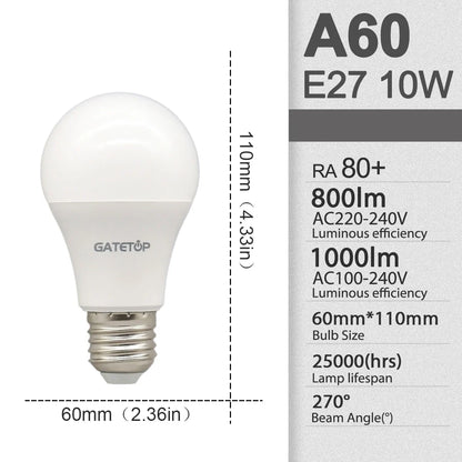 10pcs/lot LED bulb E27 AC 110V 220V 3W 8W 9W 12W 15W 18W 20W 24W LED A60 G45 lamp Saving Cold Warm White Bulbs for Home Light