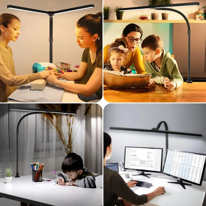 Double Head LED Clip Desk Lamp Architect Table Lamp for Home Office Lighting 3 Color Mode and 10 Dimmable Eye Protect Desk lamps