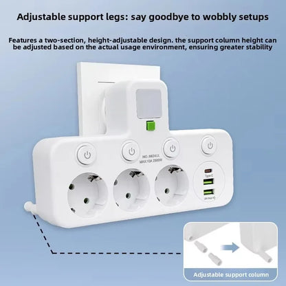 EU Plug AC Socket Power Board Multi-layer Wall Socket Universal Network Filter with Or Without USB Independent Switch Light Adap