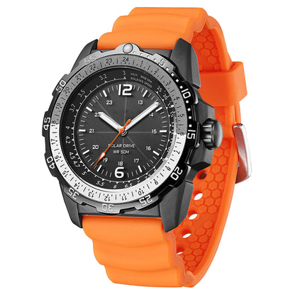 Men's Solar Powered Digital Watch 50M Waterproof Outdoor Sports Watch Luminous Watch