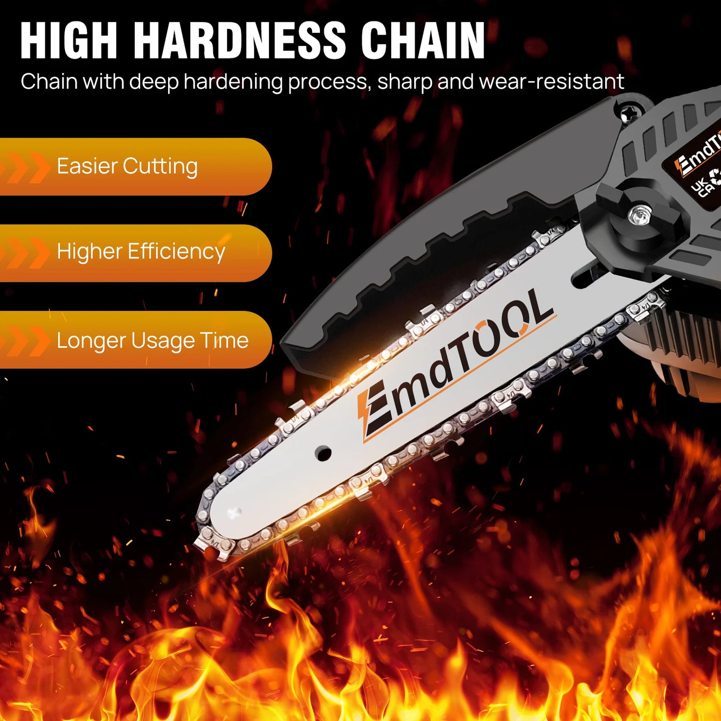 Handheld Mini Chainsaw Cordless 6 Inch Powerful Electric Chain saw with 2 Chains, Security Lock for Wood Cutting Tree Trimming