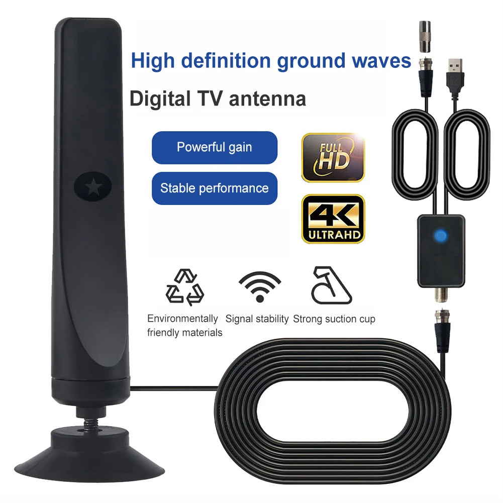 HD Digital TV Antenna Indoor Amplified DAB High Gain 50 Miles With Amplifier Booster VHF/UHF Quick Response Outdoor Aerial Set